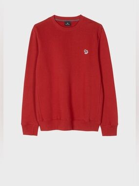 Paul Smith Red Crewneck Sweatshirt with Zebra Embroidered Logo